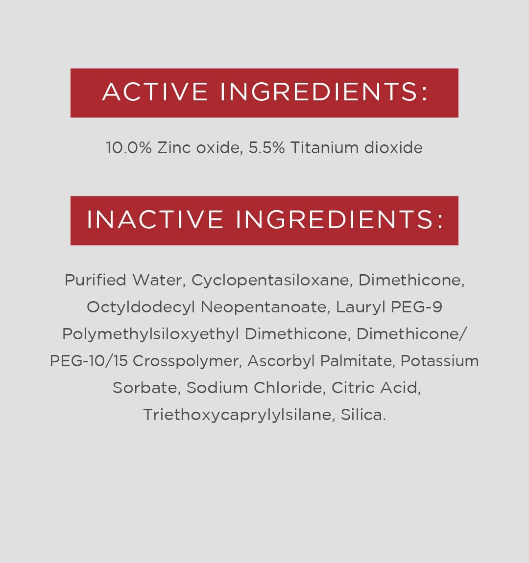 Close-up of EltaMD ingredient label showing mineral actives and gentle formula benefit