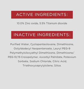 Close-up of EltaMD ingredient label showing mineral actives and gentle formula benefit