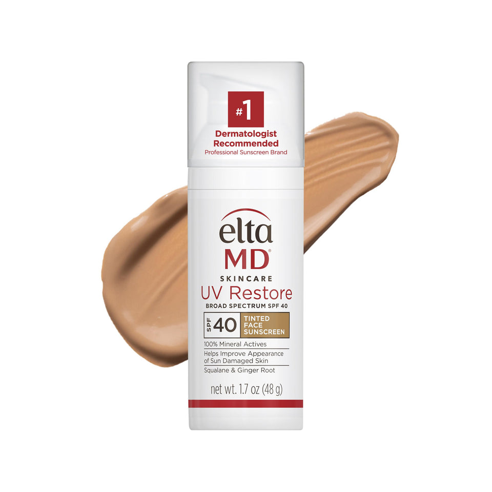 EltaMD tube front packaging showing SPF 40 and tinted moisturizer benefit