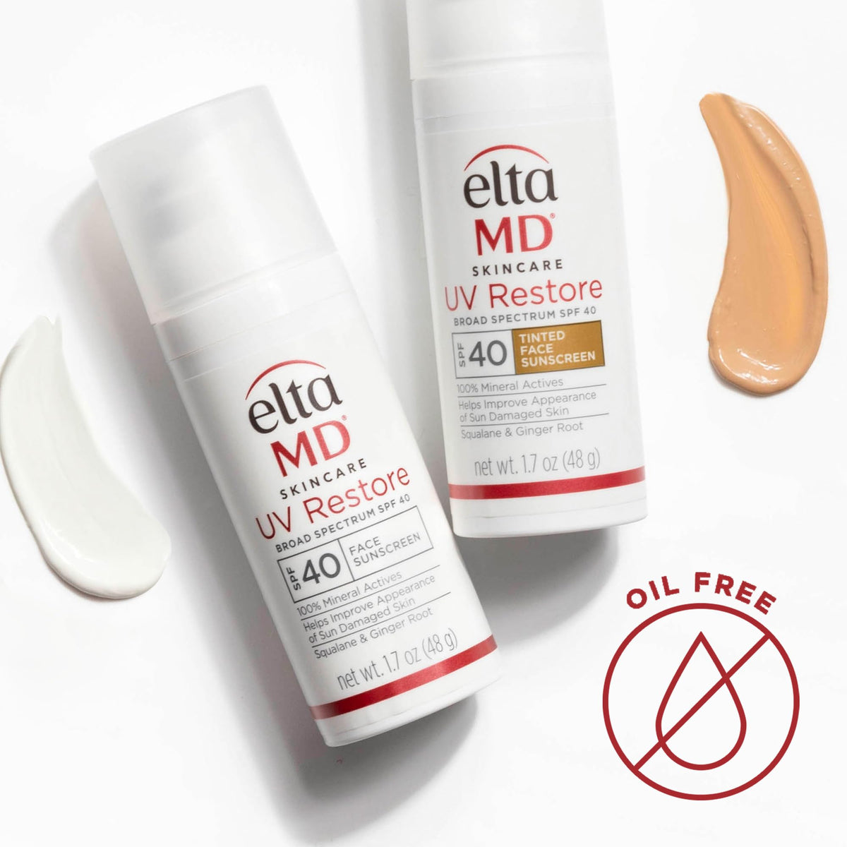 EltaMD tube close-up label highlighting zinc oxide protection and formulation