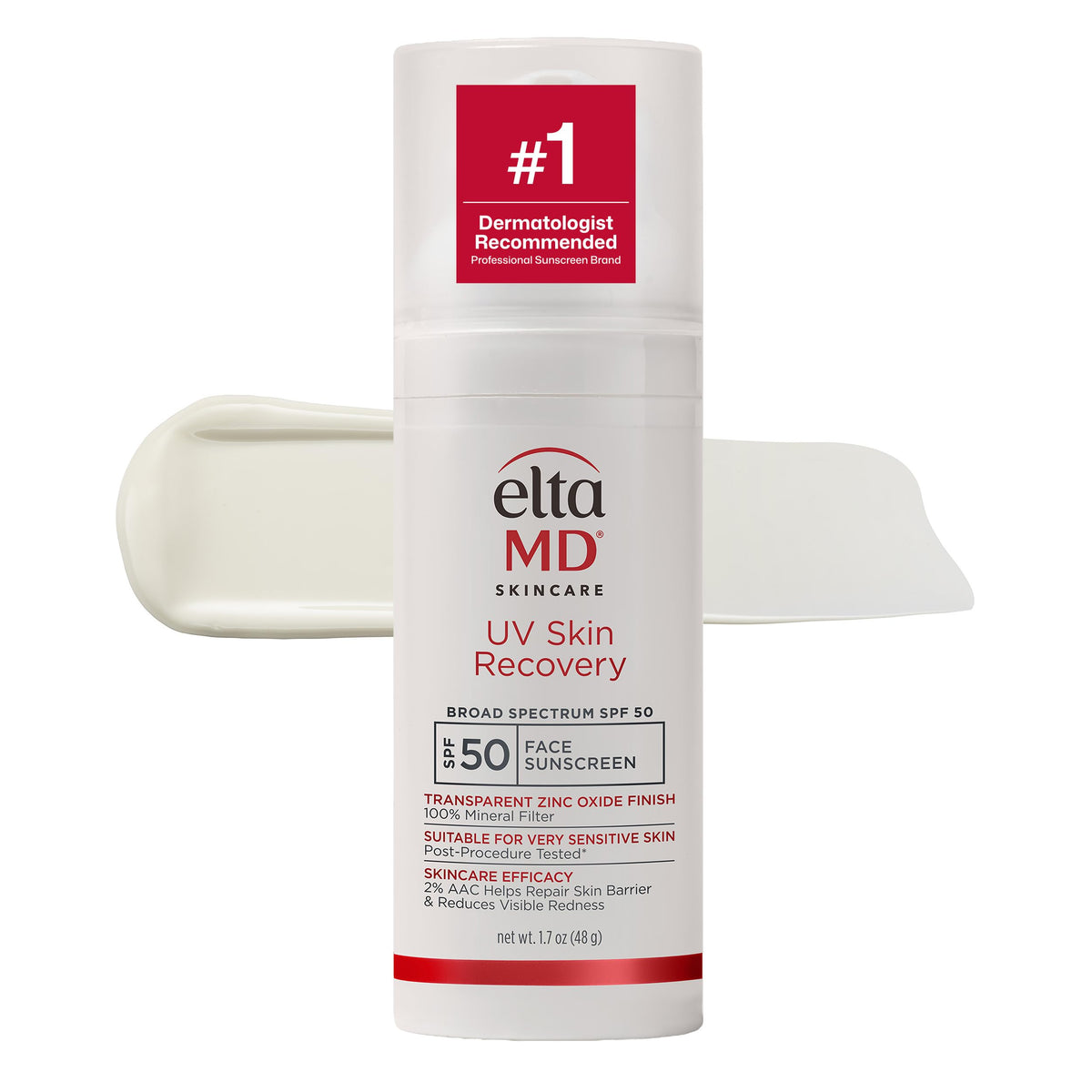 EltaMD front pump bottle showing product and label, ideal for sensitive skin