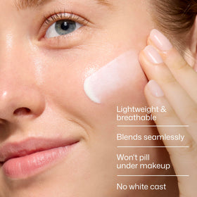 EltaMD cream texture close-up, fast absorbing feel for lightweight wear