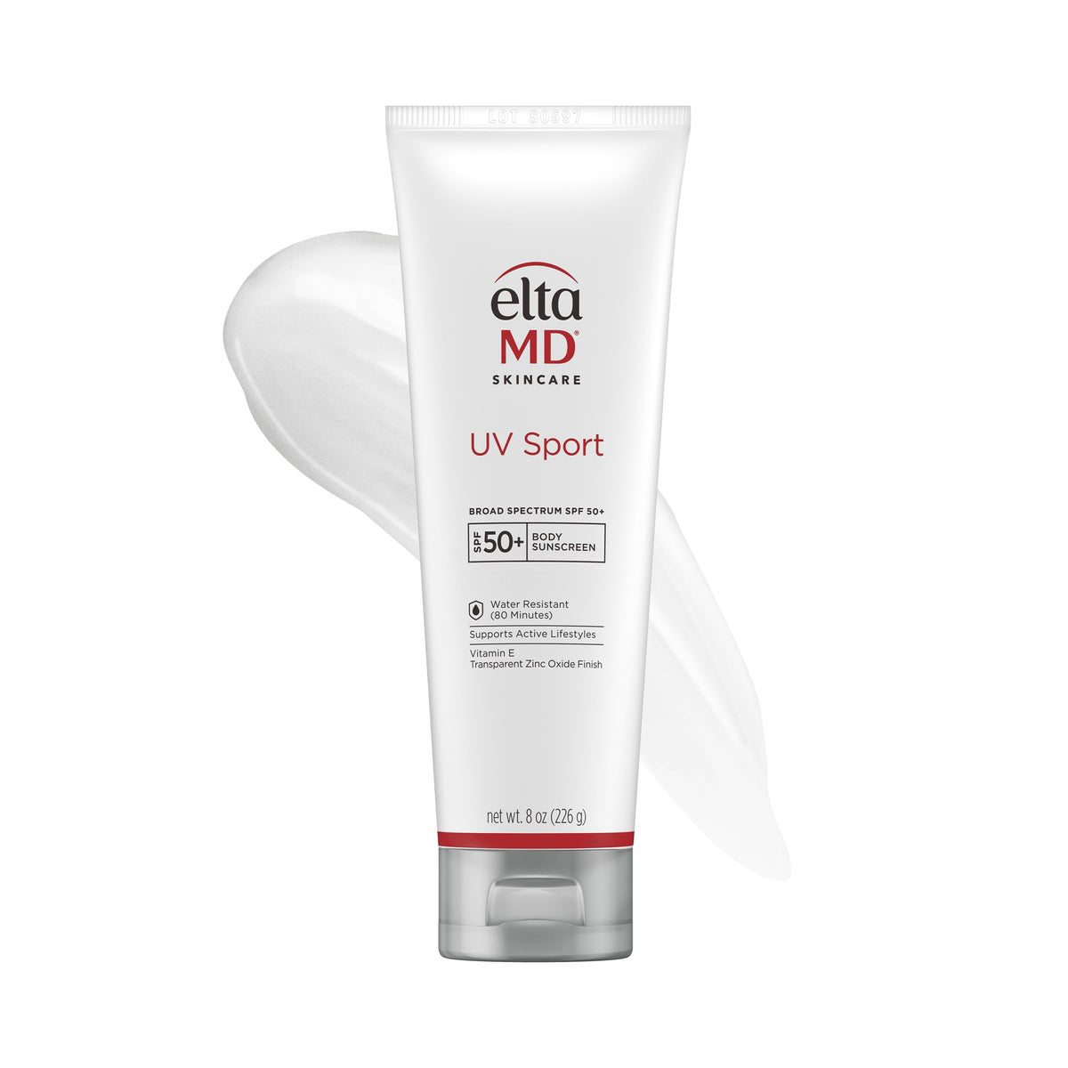 EltaMD tube front view showing SPF 50 protection and active use benefit