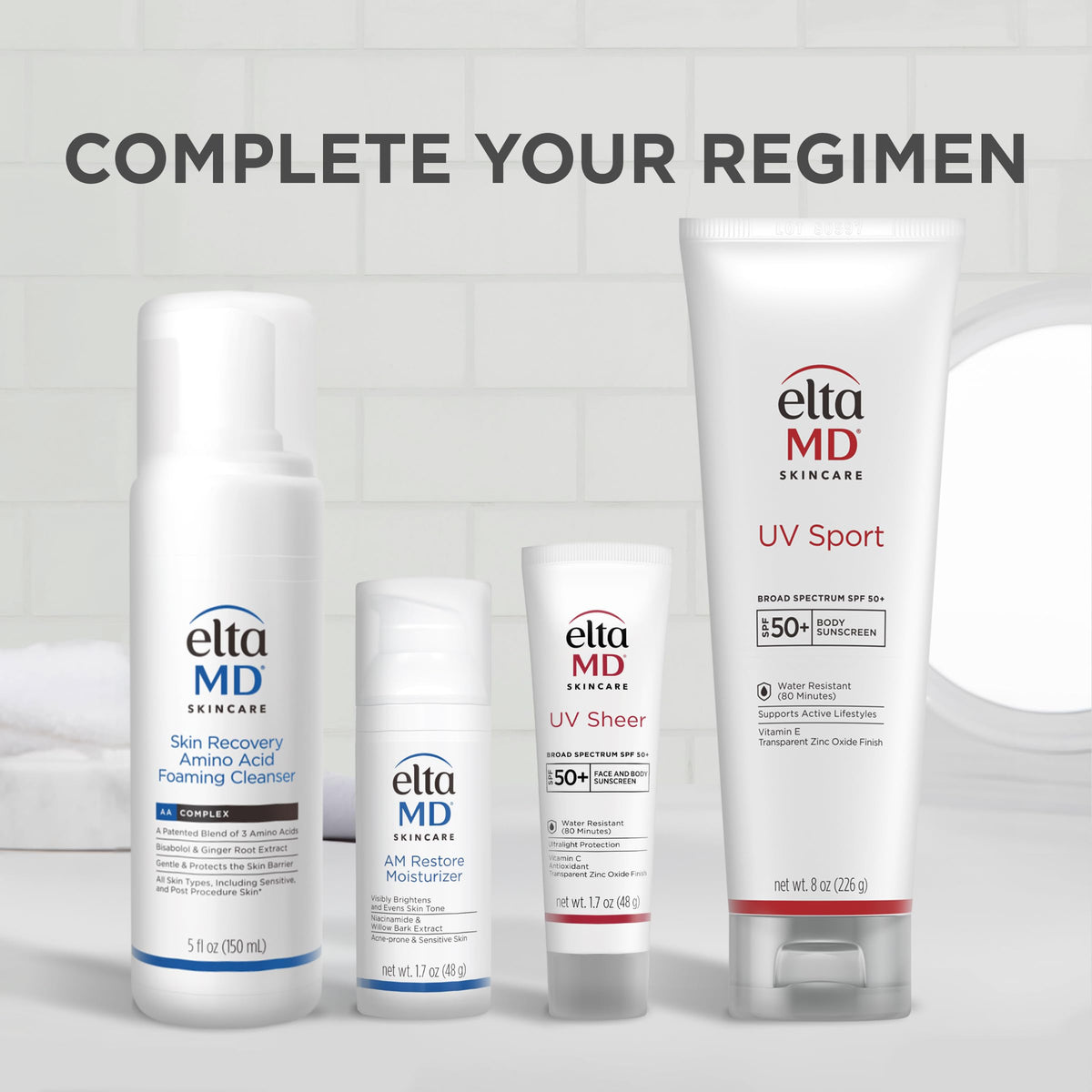 EltaMD label close-up highlighting zinc oxide for broad-spectrum defense benefit