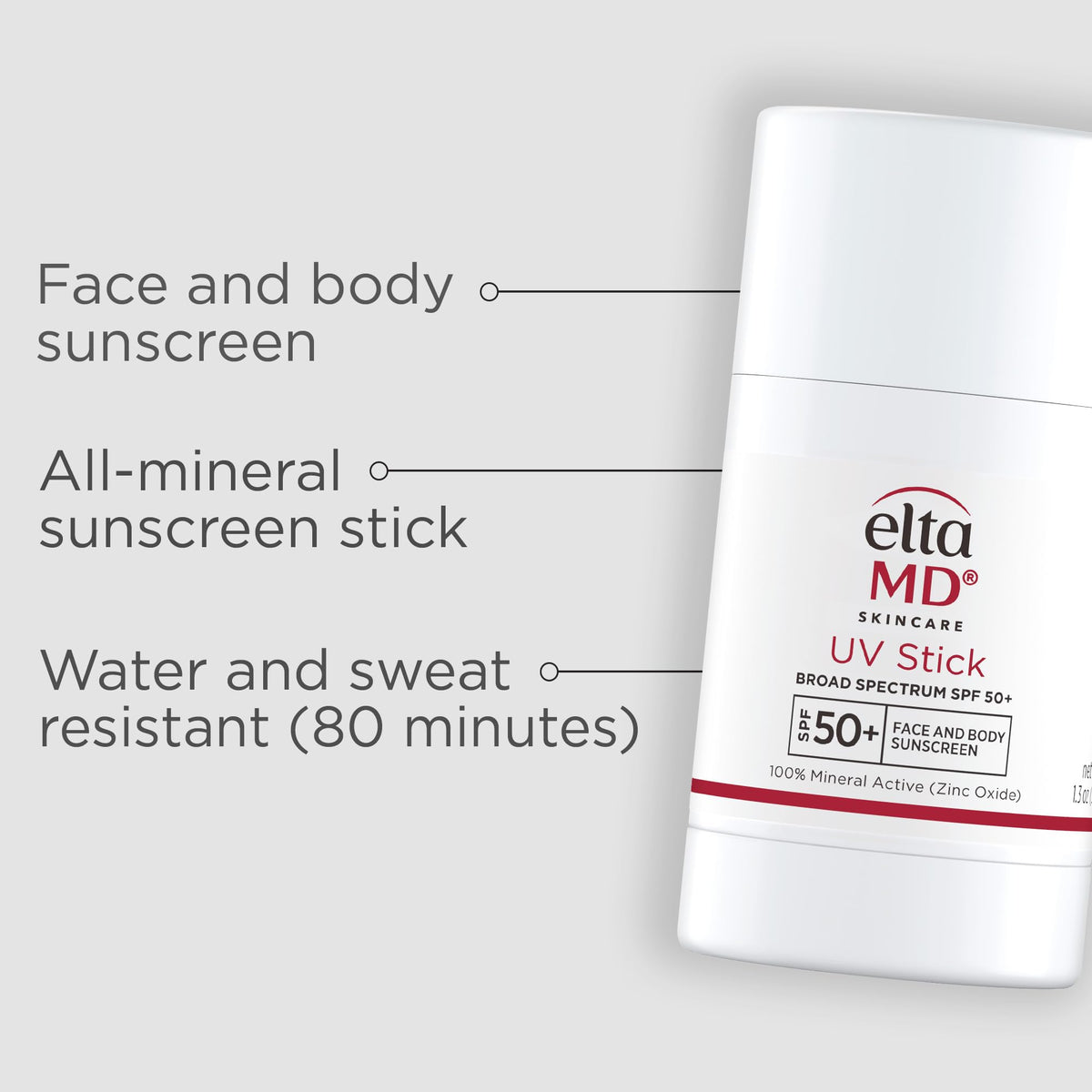 EltaMD UV Stick swatch on skin demonstrating transparent finish and quick absorption