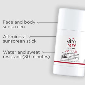 EltaMD UV Stick swatch on skin demonstrating transparent finish and quick absorption