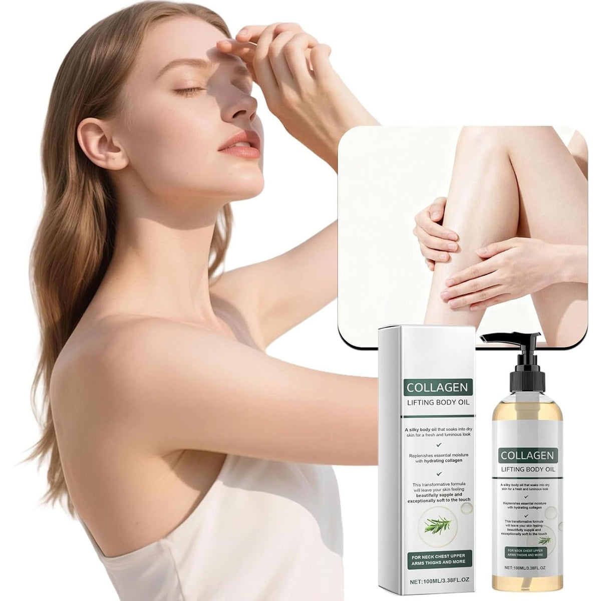 Elycira Collagen Oil droplet on skin demonstrating fast absorption and hydrated finish