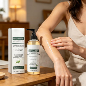 Applying Elycira Collagen Oil to face to hydrate and layer under makeup comfortably