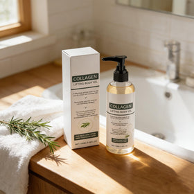 Pump dispenser detail on Elycira Collagen Oil for controlled, mess-free application