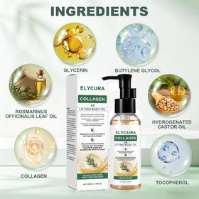 Elycura Collagen Oil bottle next to everyday items for size comparison