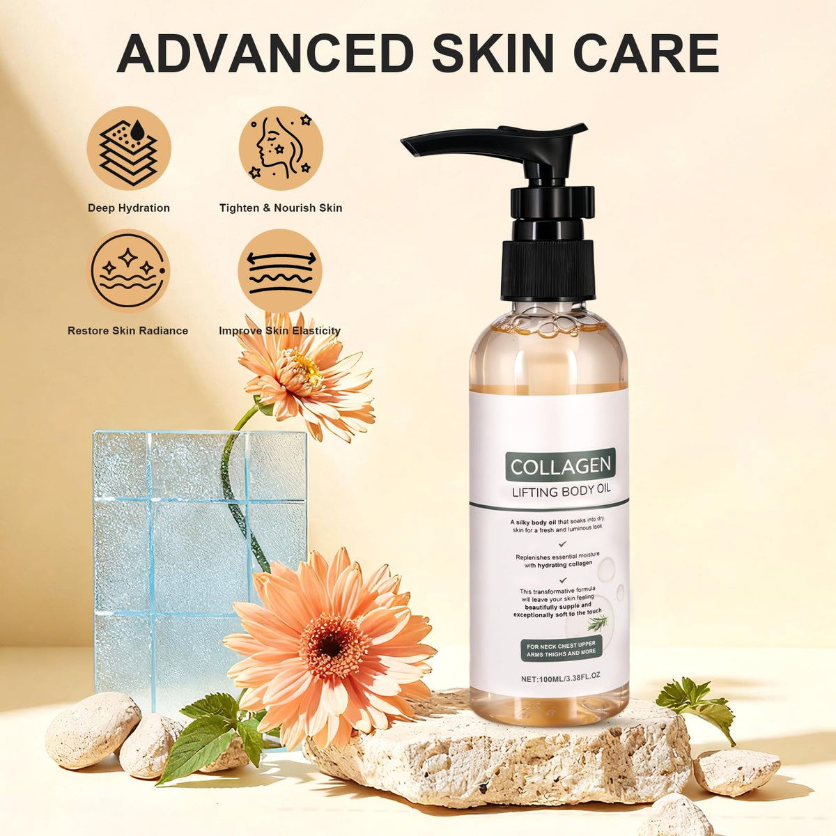 Elycura oil texture close-up showing lightweight absorbent finish