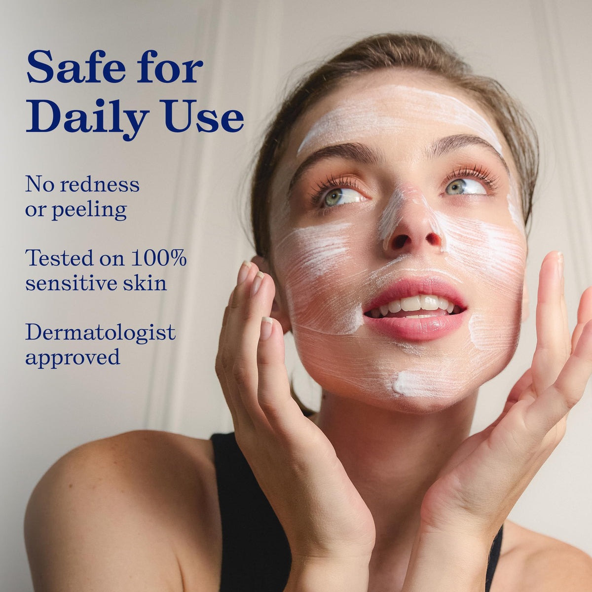 Embryolisse cream applied on hand showing fast-absorbing, calming effect