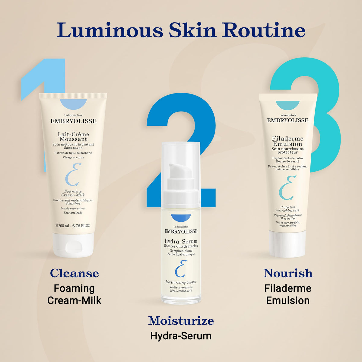 Embryolisse Filaderme on bathroom shelf in lifestyle setting promoting daily care