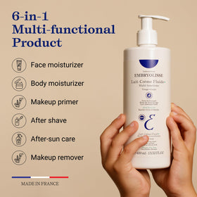 Embryolisse Fluid+ applied to hand to show hydration and non-greasy feel