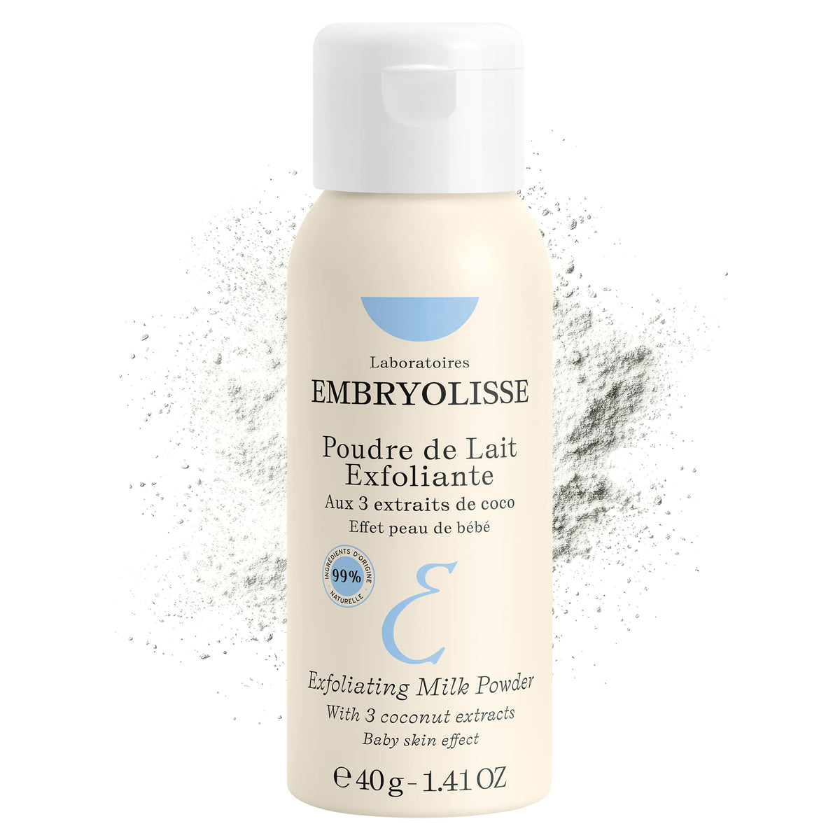 Embryolisse front packaging showing recyclable aluminum bottle and label benefits