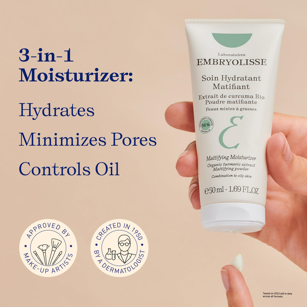 Embryolisse close-up of cream texture, lightweight hydration visible