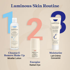 Embryolisse on bathroom vanity in lifestyle scene suggesting gentle daily routine