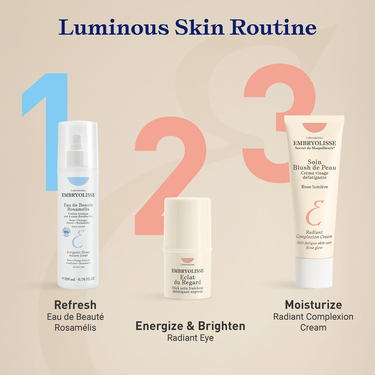 Embryolisse in morning routine setting showing quick application and fresh look benefit