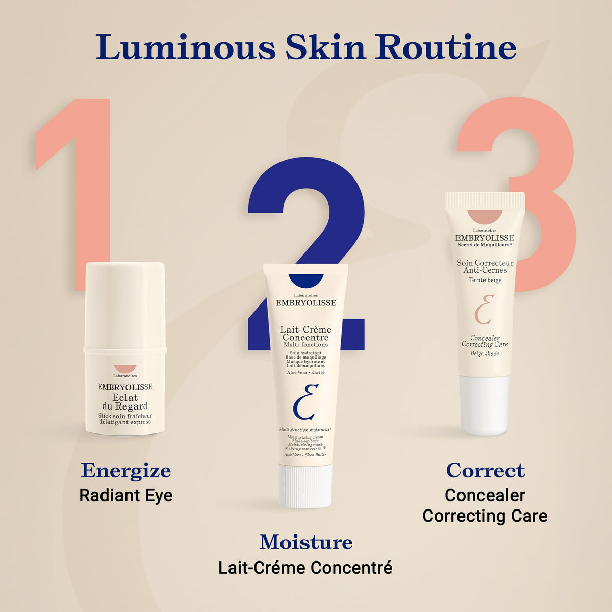 Embryolisse eye stick in travel bag lifestyle shot showing convenience and purse-ready portability