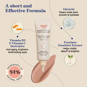 Embryolisse size comparison next to coin illustrating compact travel-friendly benefit