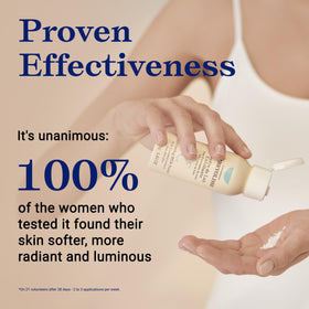 Embryolisse size scale next to fingernail illustrating compact 1.41 oz travel-friendly bottle