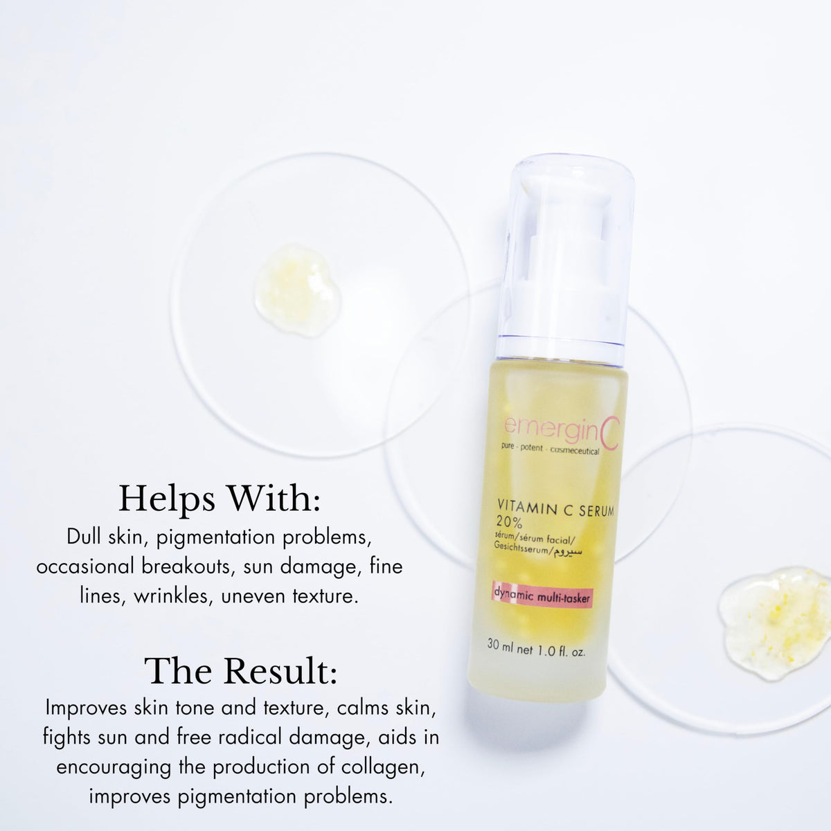 emerginC gel texture close-up for fast-absorbing, lightweight feel