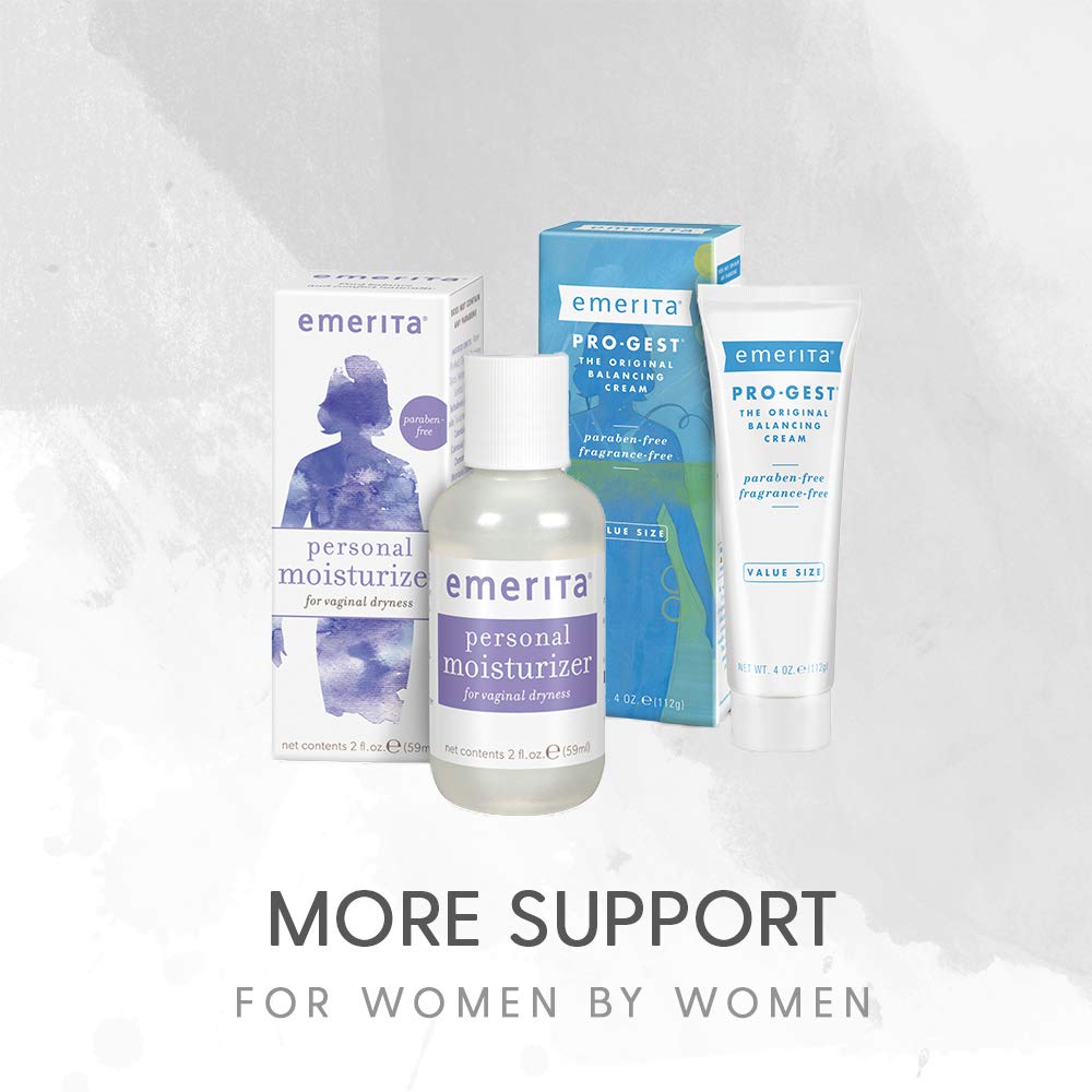 Emerita on bathroom shelf lifestyle shot showing portable size and daily routine benefit
