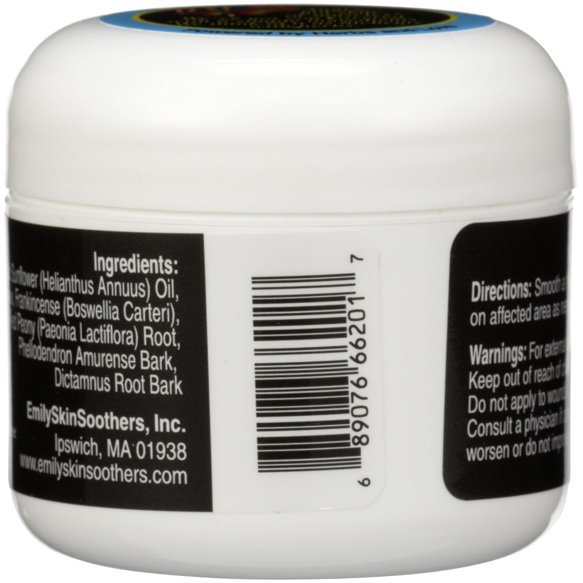 Emily Skin Soother Hot open jar showing creamy texture and easy-to-spread balm