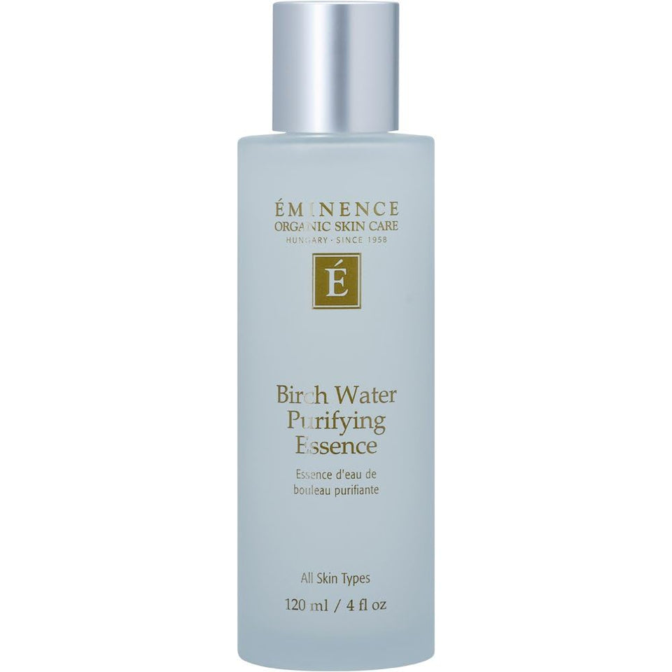 Eminence birch water front bottle showing label and refreshing hydration benefit
