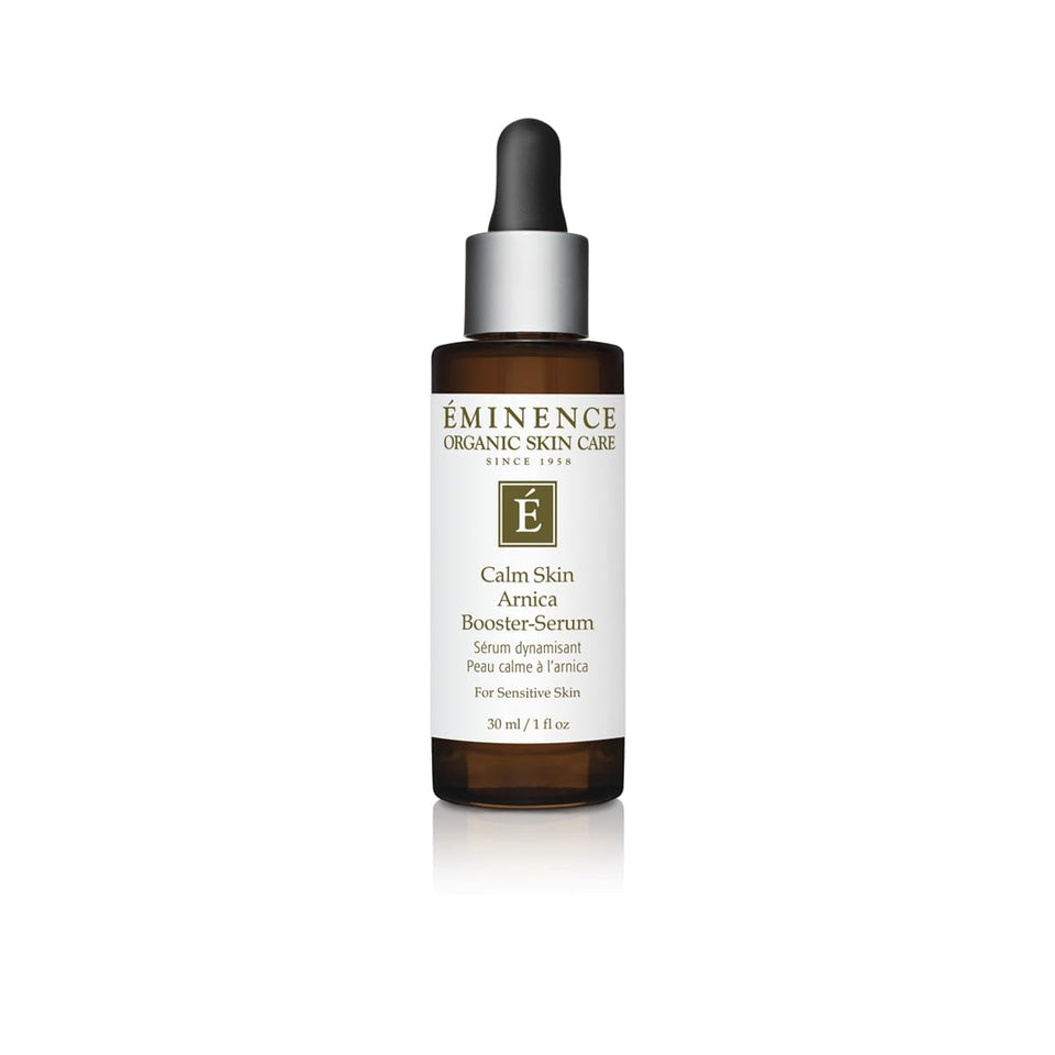 Eminence front packaging showing calm skin arnica booster, easy identification benefit
