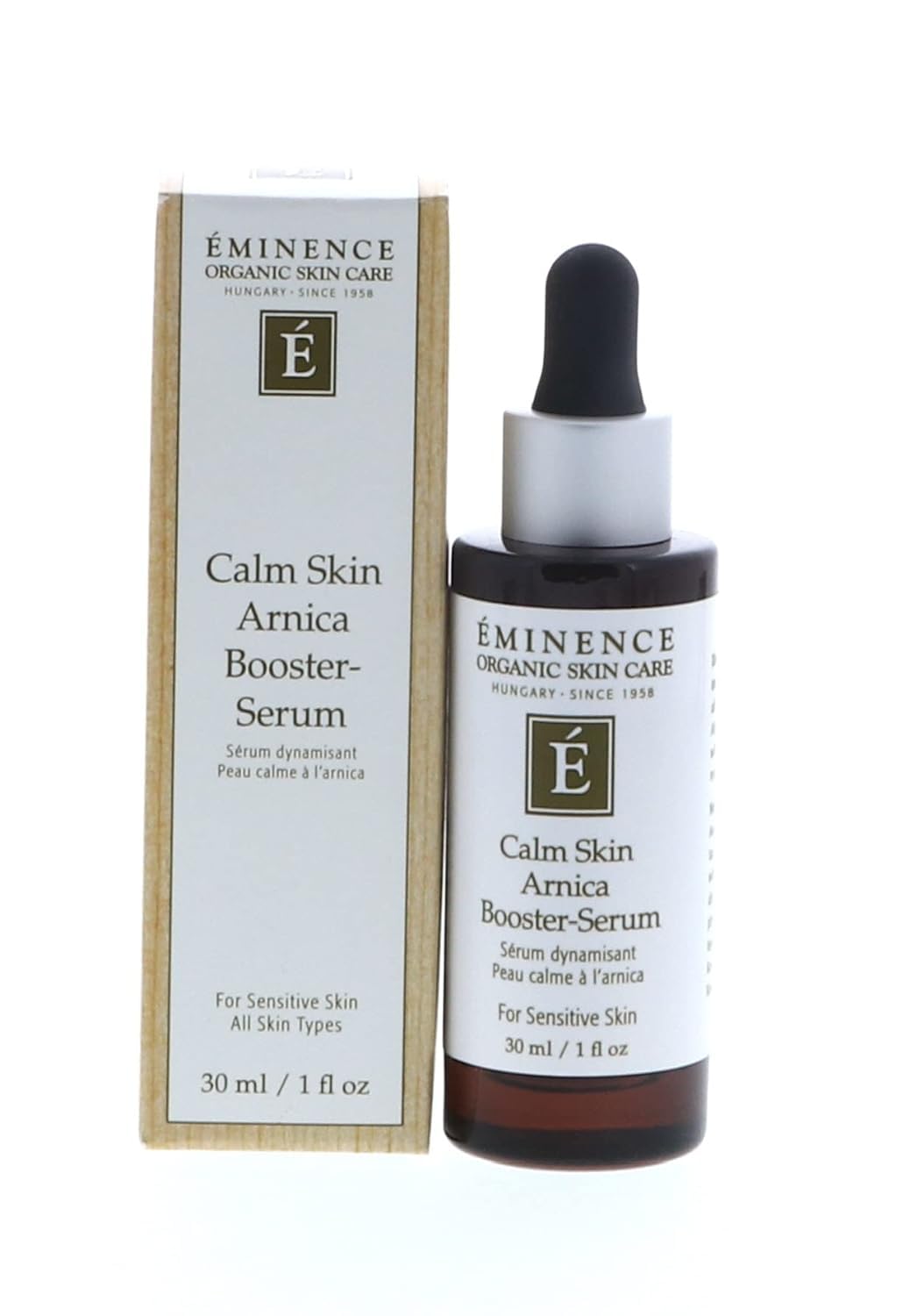 Eminence pipette dispensing a drop, precise dosing for targeted calming benefit