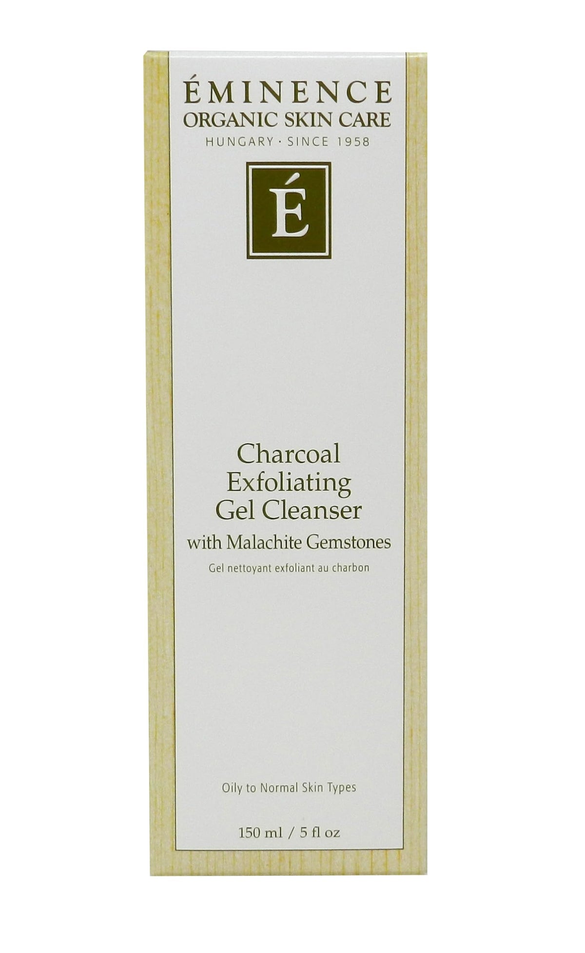 Eminence gel texture close-up highlighting charcoal particles for gentle exfoliation