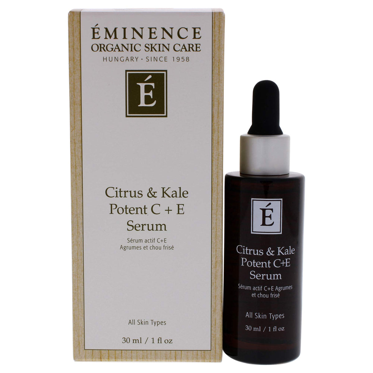 Eminence bottle front packaging showing label and 1.01 fl oz size for clear identification