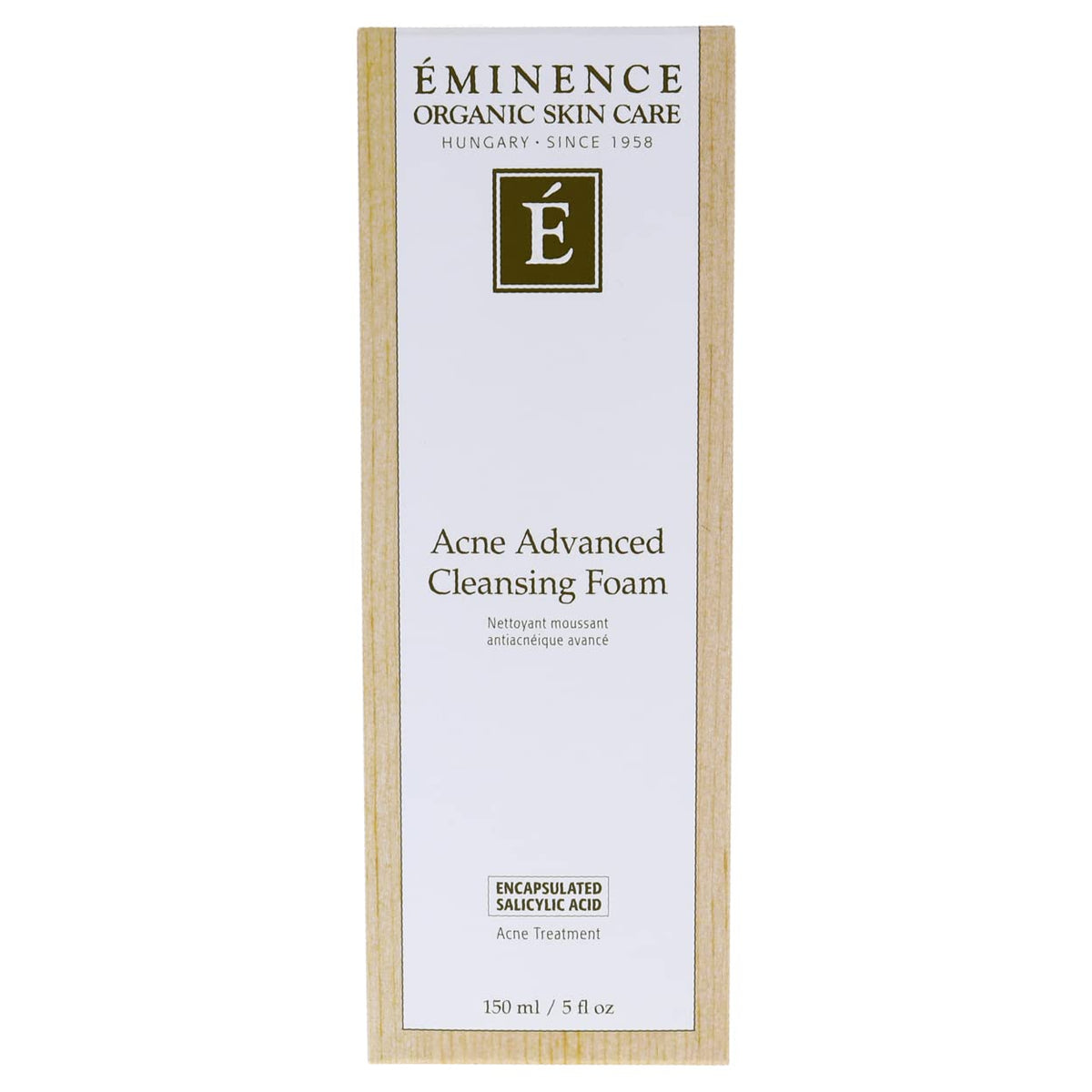 Eminence cleansing foam in bathroom lifestyle scene showing easy daily routine benefit