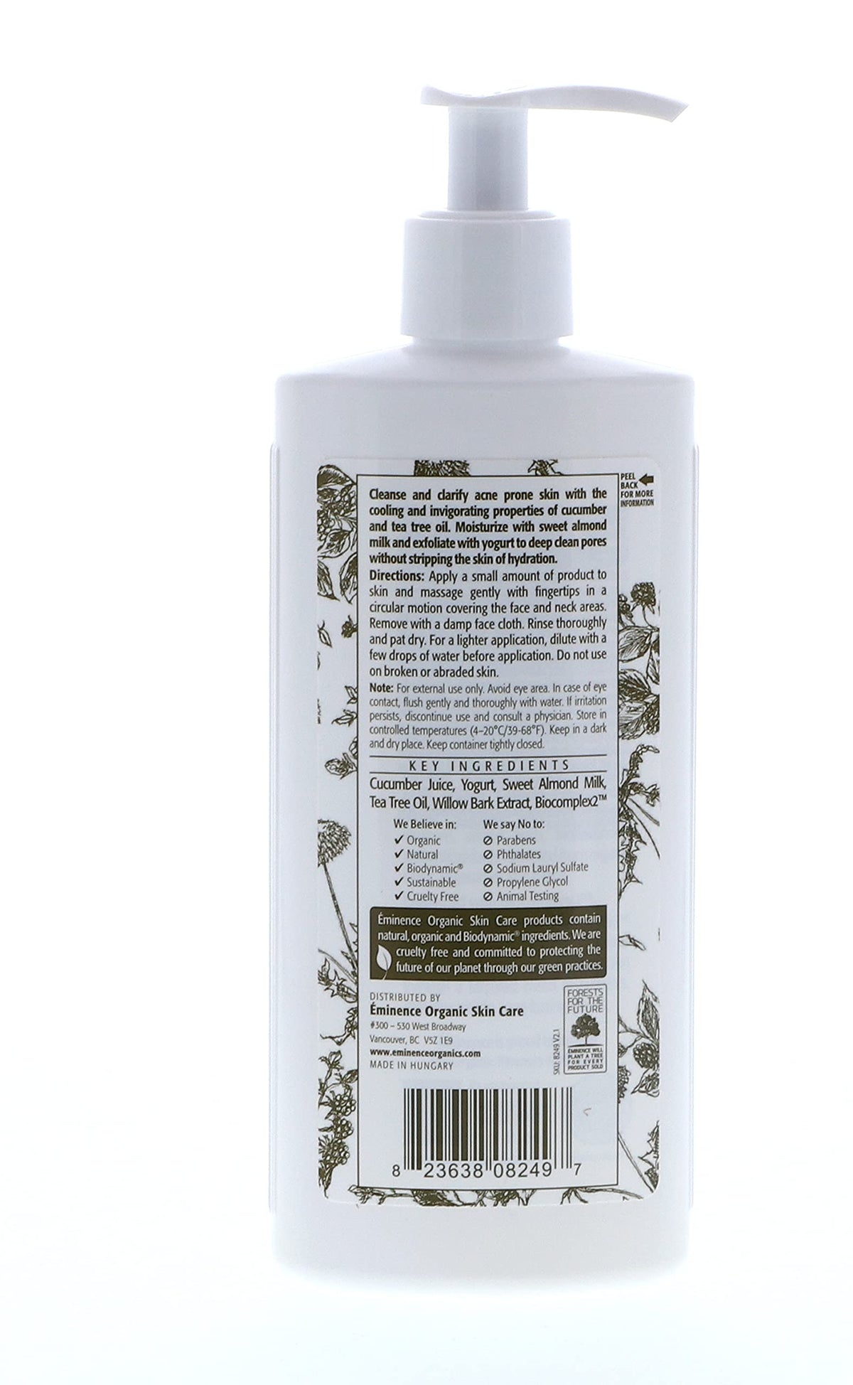 Eminence tube beside fresh cucumber indicating soothing botanical benefits