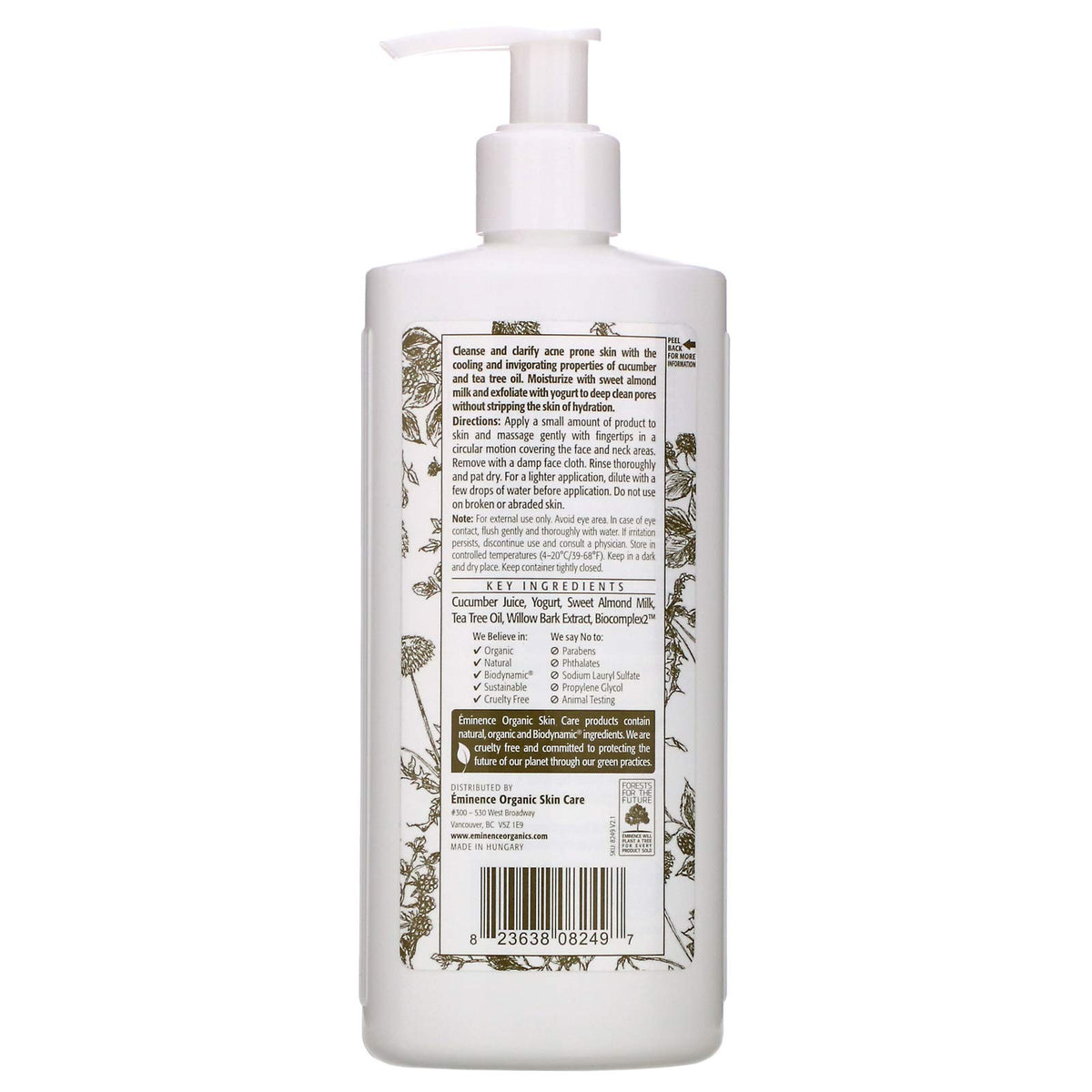 Eminence cleanser texture closeup cream-gel demonstrating gentle hydration and oil control