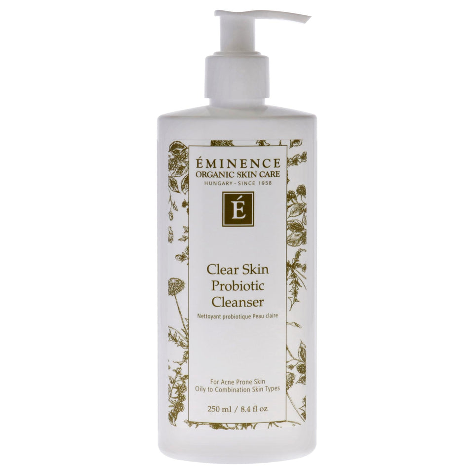 Eminence front packaging showing bottle and label, highlights gentle clarifying benefits