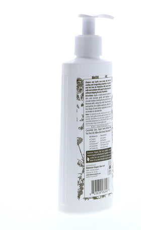 Eminence cleanser dispensed on hand showing easy lather and control