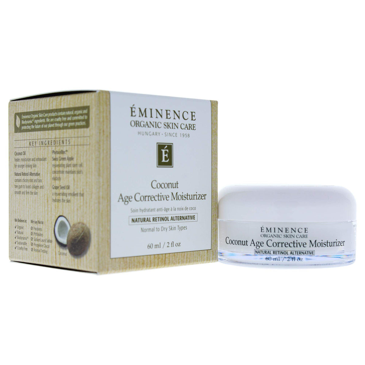 Eminence moisturizer front packaging showing product and hydrating benefit