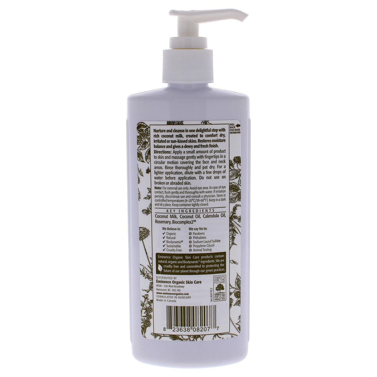 Eminence coconut milk cleanser texture close-up, shows creamy formula for hydration benefit
