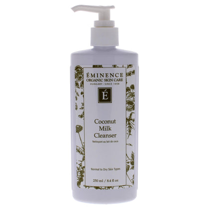 Eminence front packaging showing 8.4 oz bottle and clear label, highlights gentle cleansing