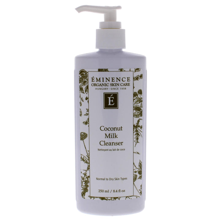 Eminence front packaging showing 8.4 oz bottle and clear label, highlights gentle cleansing