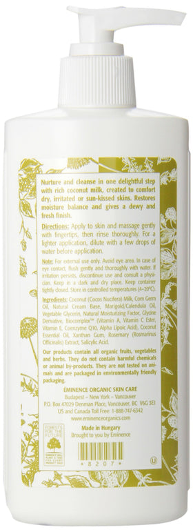 Eminence cleanser milky texture on fingertip demonstrating smooth hydration benefit