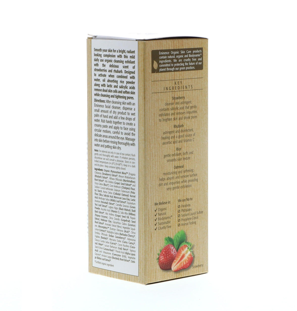 Wooden bowl mixing powder with water to form Eminence exfoliant paste