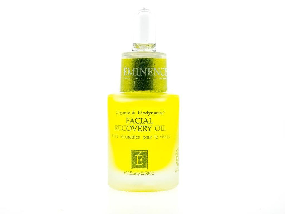 Eminence bottle front view showing label and nourishing oil benefits