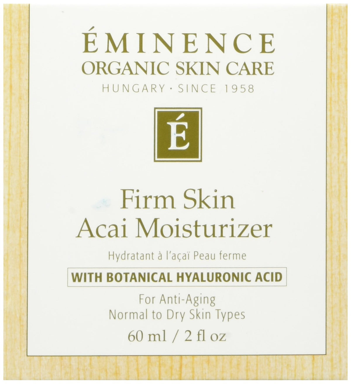 Eminence front packaging showing product and benefits for firmer-looking skin