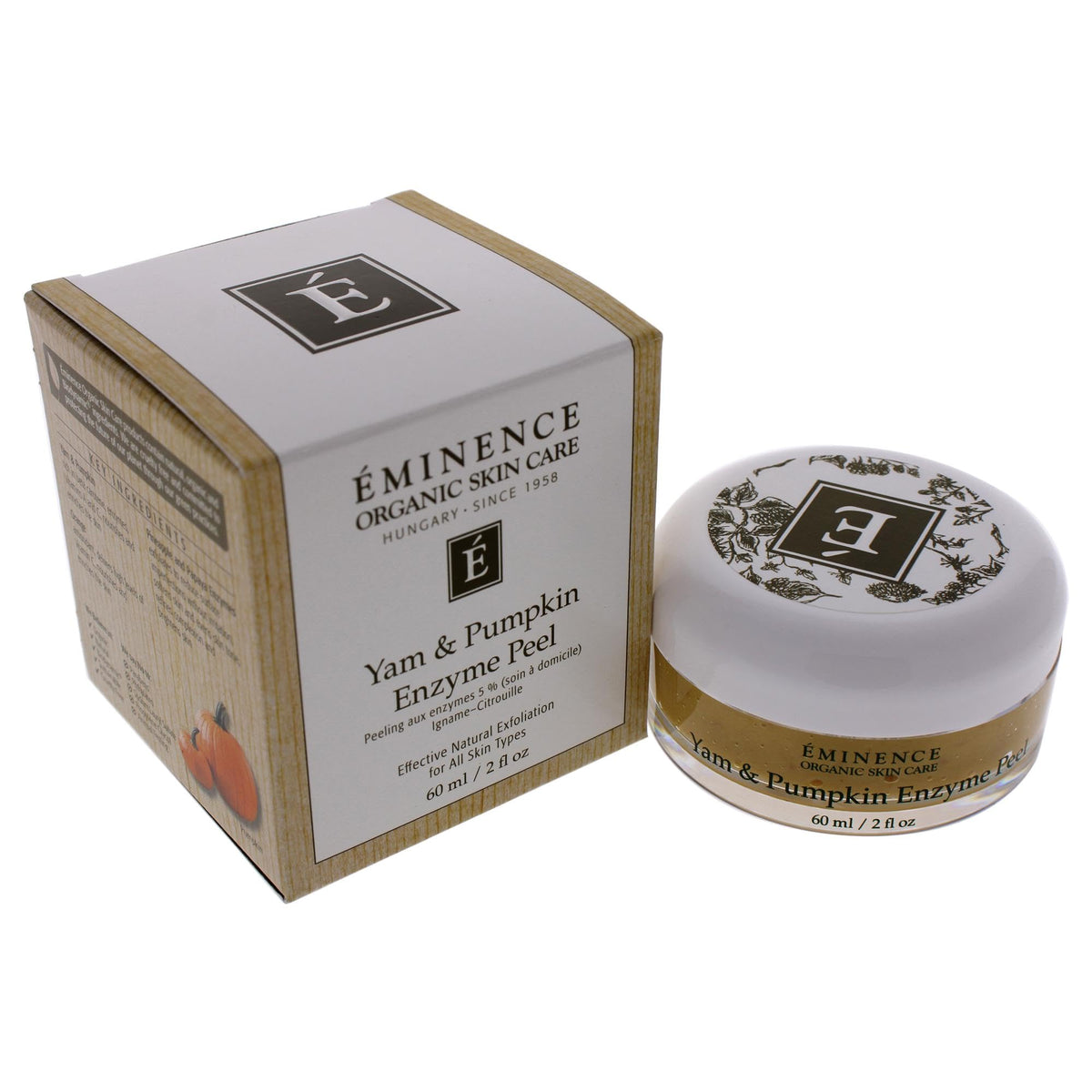 2-ounce Eminence jar beside leaves for scale and natural ingredient context