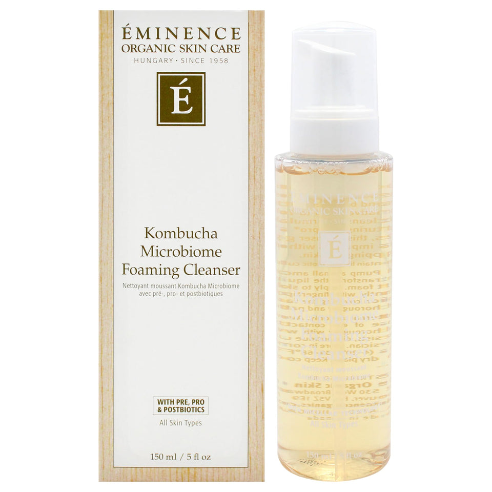 Eminence front packaging shows cleanser bottle and readable label for easy identification