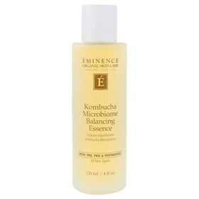 Eminence label detail highlighting kombucha microbiome benefits on label
