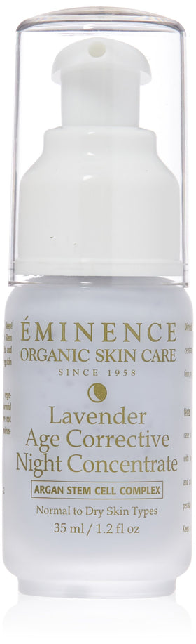 Eminence front bottle showing packaging and product size benefit: clear product identity